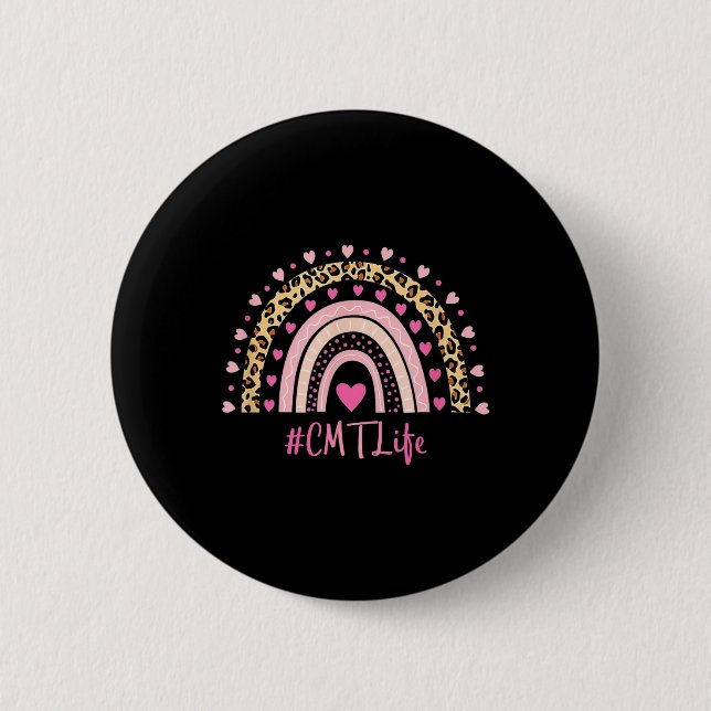 Cmt Nurse Leopard Print Boho Rainbow Nurse's Week  6 Cm Round Badge (Front)