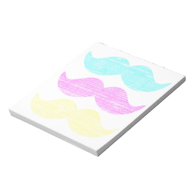 CMY Colour Moustache Print Pattern Notepad (Rotated)