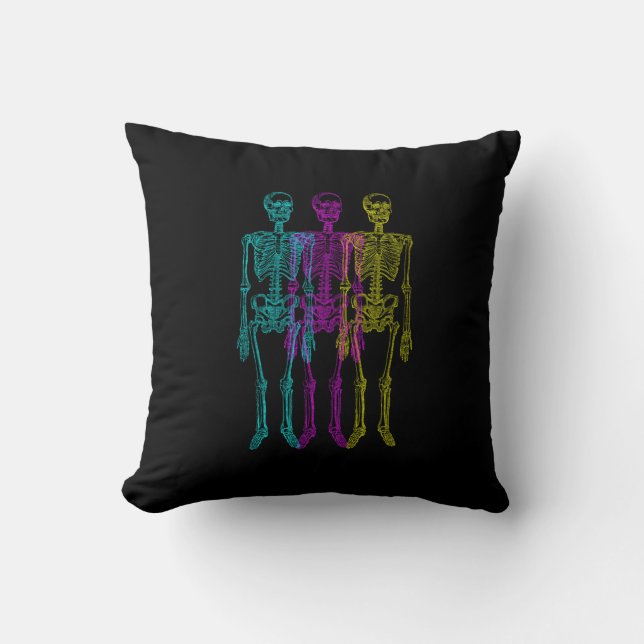 CMY Halftone Skeleton Graphic Illustration Cushion (Front)