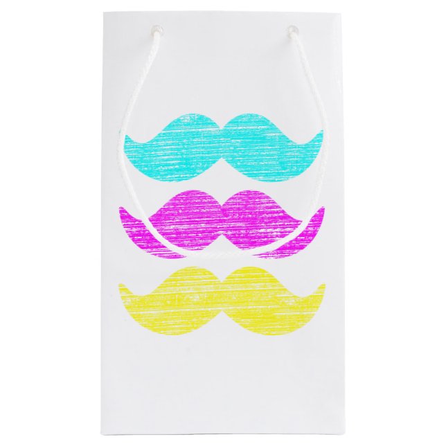 CMY Moustache Pattern Graphic Art Small Gift Bag (Back)