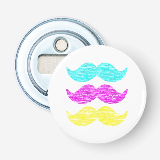CMY Moustaches (letterpress style) Bottle Opener (Front)