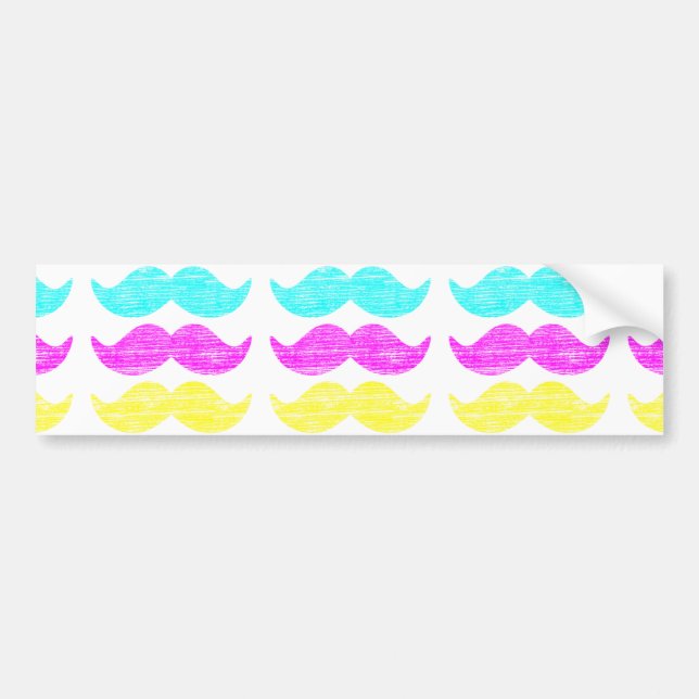 CMY Moustaches (letterpress style) Bumper Sticker (Front)