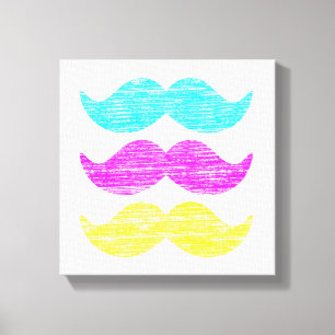CMY Moustaches (letterpress style) Canvas Print