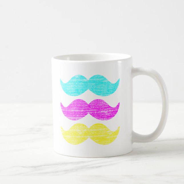 CMY Moustaches (letterpress style) Coffee Mug (Right)