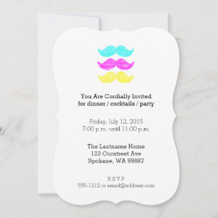 CMY Moustaches (letterpress style) Invitation