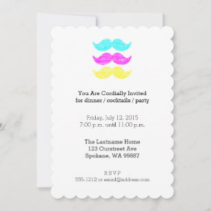 CMY Moustaches (letterpress style) Invitation