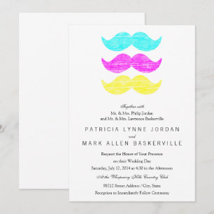 CMY Moustaches (letterpress style) Invitation
