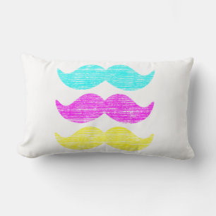 CMY Moustaches (letterpress style) Lumbar Cushion