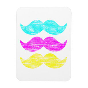 CMY Moustaches (letterpress style) Magnet