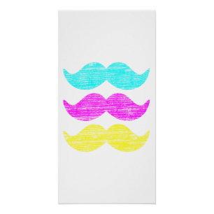CMY Moustaches (letterpress style) Poster