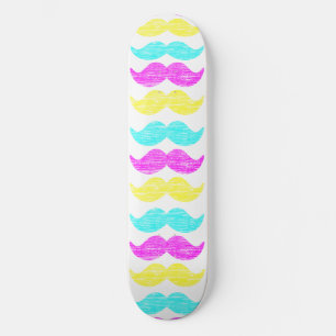 CMY Moustaches (letterpress style) Skateboard