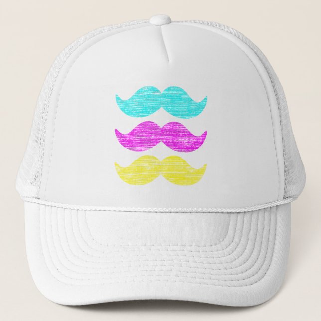 CMY Moustaches (letterpress style) Trucker Hat (Front)