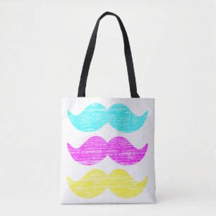 CMY Moustaches Tote Bag
