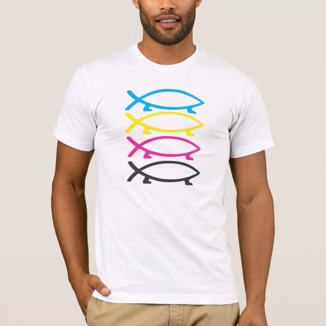 cmyk darwin fishes T-Shirt (Front)