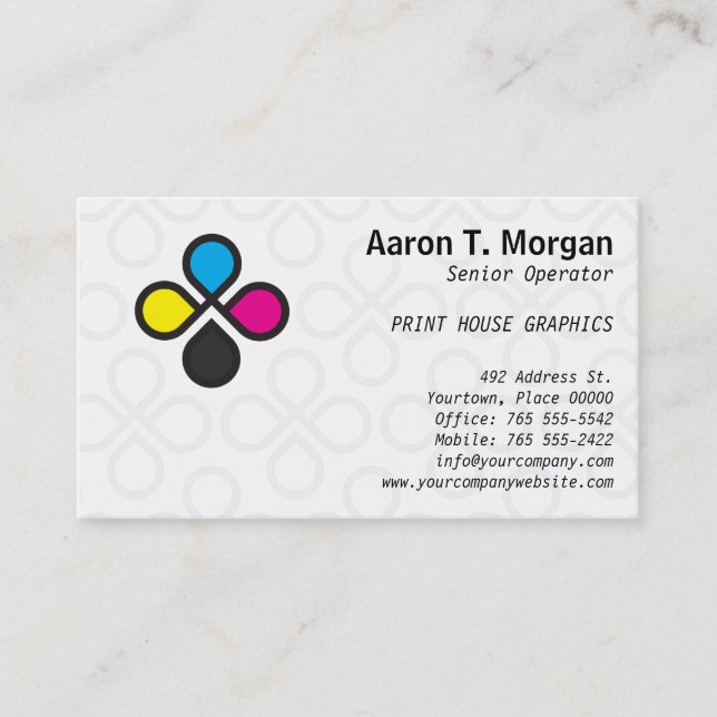 CMYK Ink Drops Business Card (Front)