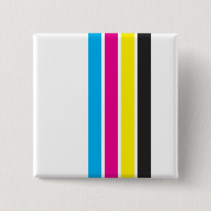 CMYK Stripes   15 Cm Square Badge