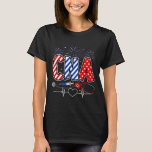 Cna 4th Of July American Flag Patriotic Usa Stetho T-Shirt