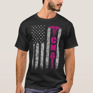 CNA American Flag Patriotic Pride Nurse Zip Hoodie T-Shirt