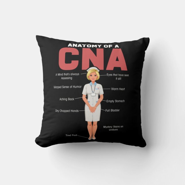 CNA Anatomy Nurse Certified Nursing Assistant Cushion (Front)