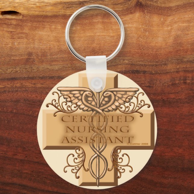 CNA Caduceus Premium Round Keychain (Front)