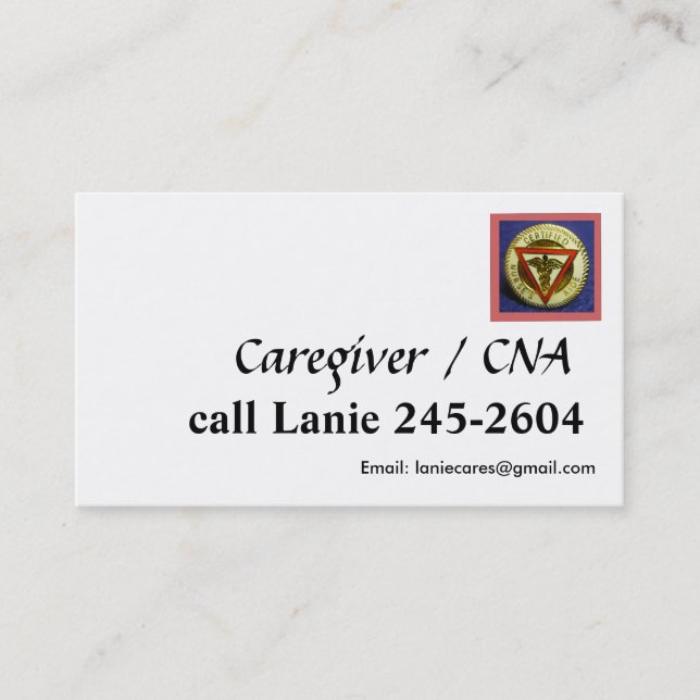 CNA / Caregiver  business card template (Front)