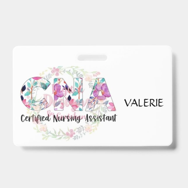 CNA Certified Nurse Aide Name Badge ID Badge (Front)
