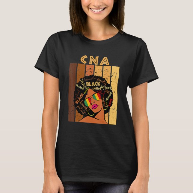 CNA Certified Nursing Assistant Afro Black History T-Shirt (Front)