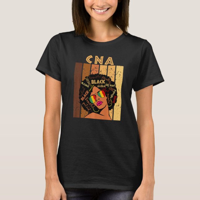 Cna Certified Nursing Assistant Afro Black History T-Shirt (Front)