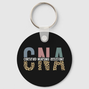 CNA Certified Nursing Assistant Cheetah Print Key Ring