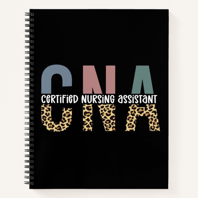 CNA Certified Nursing Assistant Cheetah Print Notebook (Front)