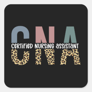 CNA Certified Nursing Assistant Cheetah Print Square Sticker