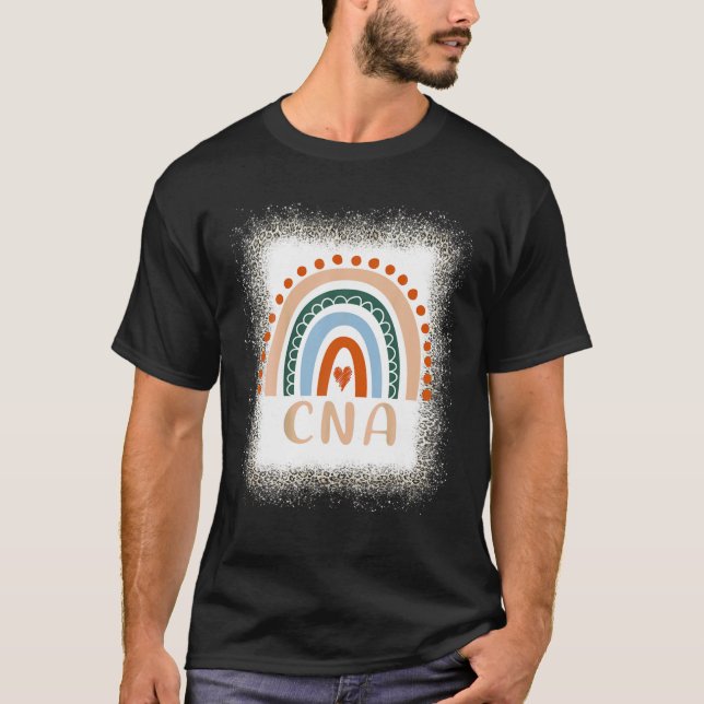 CNA Certified Nursing Assistant Rainbow Leopard Bl T-Shirt (Front)