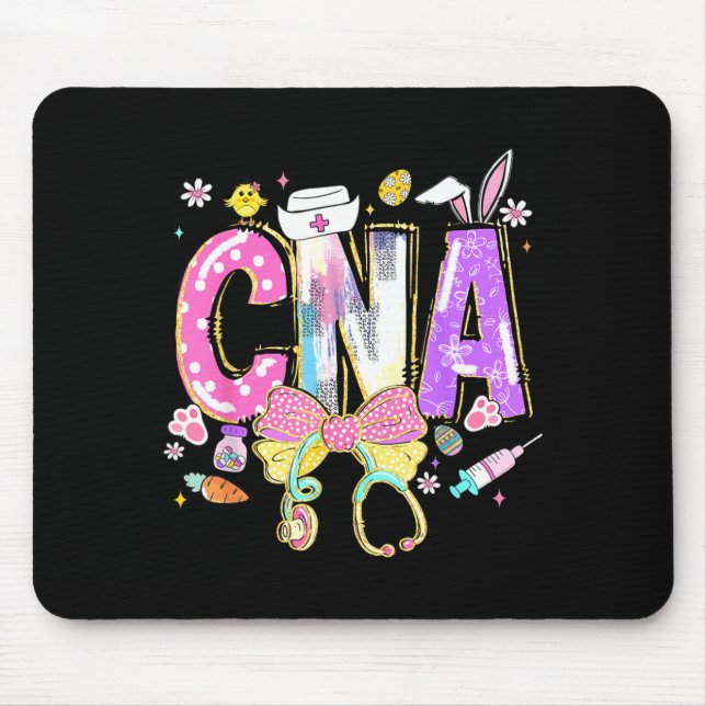 Cna Easter Day Cute Coquette Stethoscope Nursing Mouse Pad (Front)