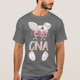 CNA Easter Nurse Floral Bunny T-Shirt