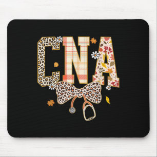 Cna Fall Plaid Leopard Bow Stethoscope  Mouse Pad