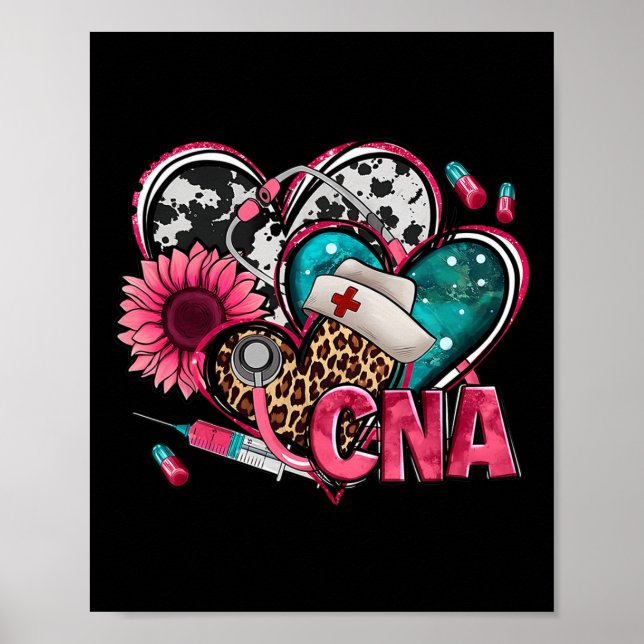 Cna Heart Pink Sunflower Breast Cancer Awareness W Poster (Front)