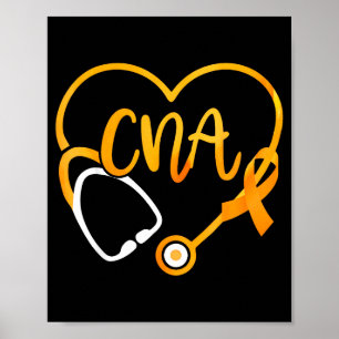 Cna Heart Stethoscope Ribbon Multiple Sclerosis Aw Poster