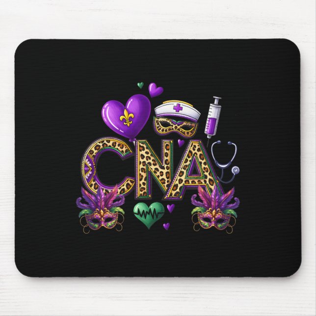 Cna Mardi Gras Certified Nursing Istant Mardil Gra Mouse Pad (Front)