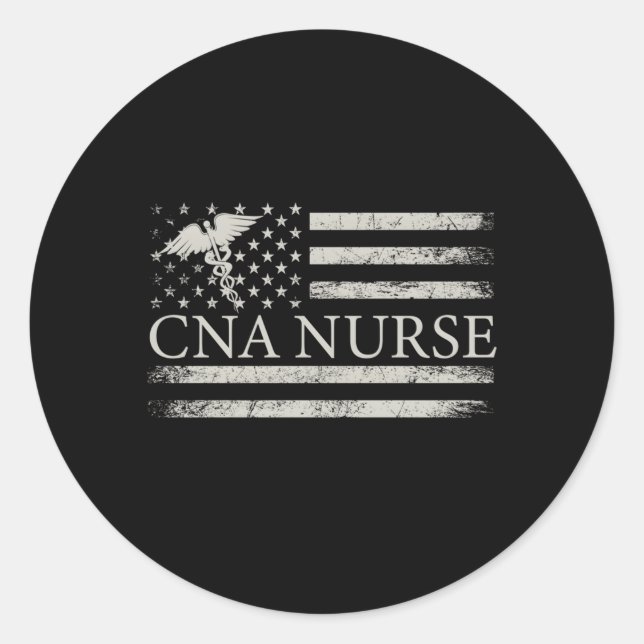 Cna Nurse American Flag Usa Nursing Health Care Wo Classic Round Sticker (Front)