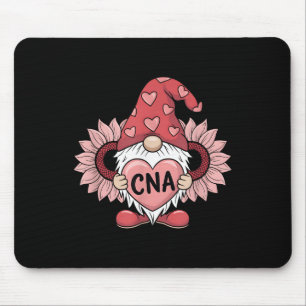 Cna Nurse Gnome Holding Heart Sunflower Valentines Mouse Pad