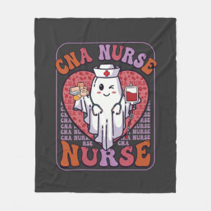 Cna Nurse Halloween Ghost Stethoscope Blood Bag Fleece Blanket