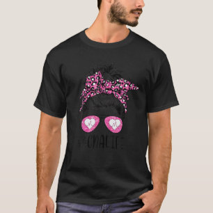 CNA Nurse Life Bleached Pink Leopard Messy Bun Wom T-Shirt