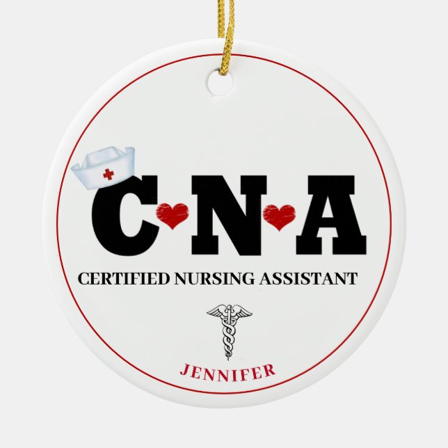   CNA Nurse Personalized Christmas Ceramic Tree Decoration (Front)