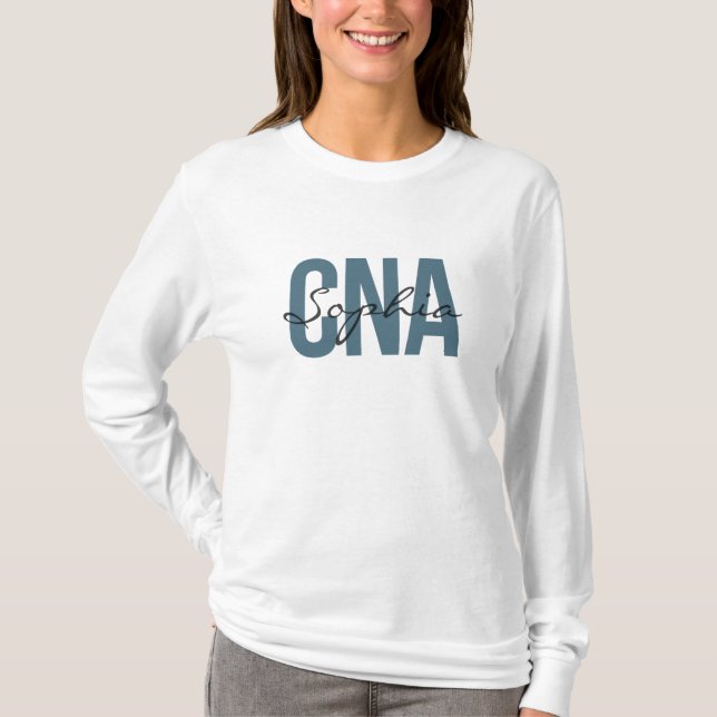 CNA Nurse Personalized Name Bold Typogrphy T-Shirt (Front)
