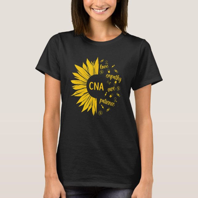 CNA Nurse Sunflower Certified Nursing Assistant T-Shirt (Front)