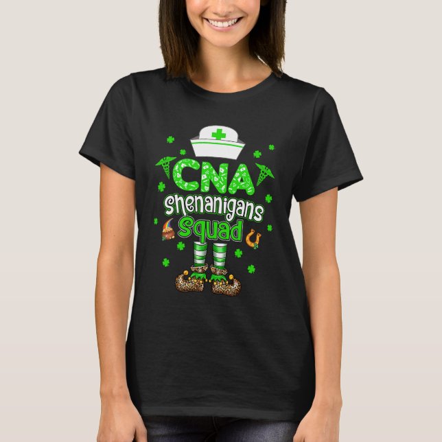 CNA Shenanigans Squad Family Group Nurse St Patric T-Shirt (Front)