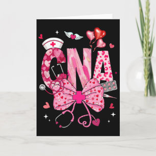 Cna Valentine Coquette Bow Stethoscope Nurse Girl  Card