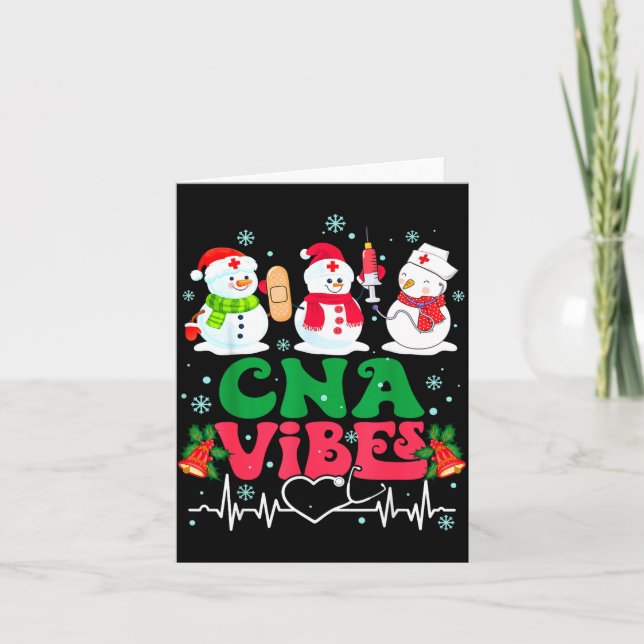 Cna Vibes Nurse Snowman Stethoscope Santa Funny Ch Card (Front)