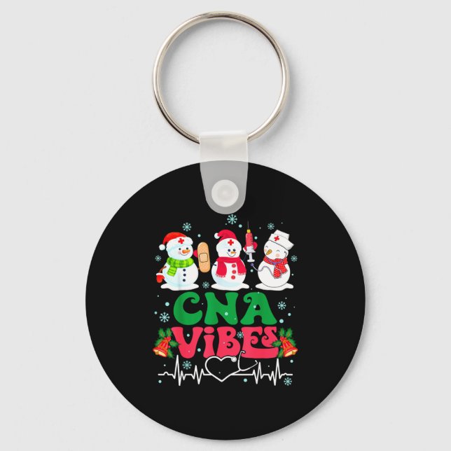 Cna Vibes Nurse Snowman Stethoscope Santa Funny Ch Key Ring (Front)