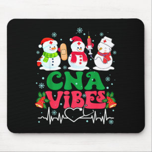 Cna Vibes Nurse Snowman Stethoscope Santa Funny Ch Mouse Pad